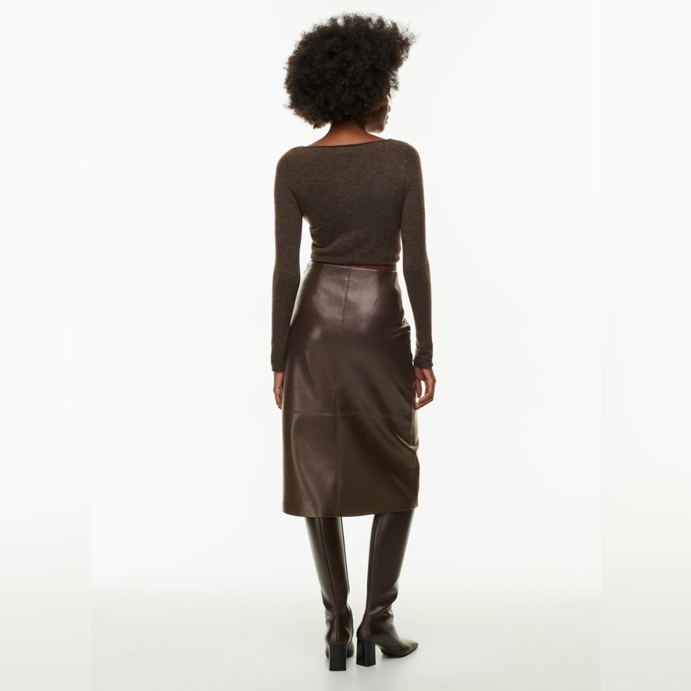Aritzia Wilfred Rich Mocha Brown Leather Skirt